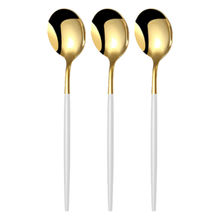 邸家本舖 歐風餐具茶勺 304不鏽鋼, 白金, 3支