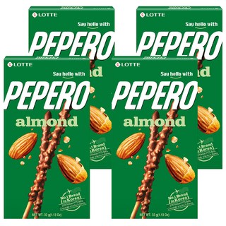 LOTTE PEPERO 杏仁巧克力棒, 32g, 4盒