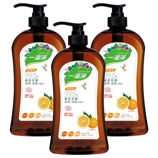 一滴淨 蘆薈多酚食品用洗潔精-柑橘, 99.5%綠本元素, 法國ECOCERT驗證, 1kg, 3瓶