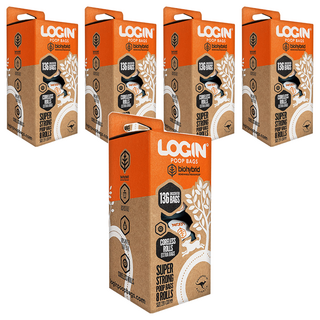 LOGIN 洛格 犬用生物降解拾便袋, 藍色, 8捲, 5盒