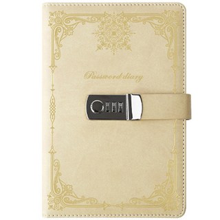 Arico Gold Line 秘密A5密碼鎖日記本, 米色, 1個