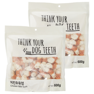 띵크유어도그티 강아지 딩고껌 대용량, 치킨우유, 600g, 2개