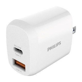 PHILIPS 飛利浦 20W 2port PD充電器, 白色, 1個
