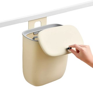 日本SP SAUCE 壁掛式滑蓋垃圾桶, 廚房專用, 門板掛置設計, 免彎腰, 省時省力, 26.5 x 15 x 28.5cm, E-0130