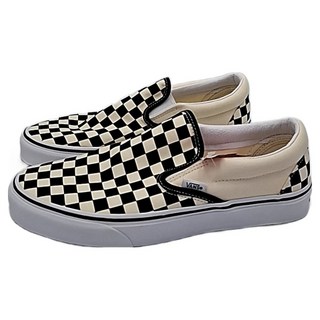 Vans 經典款 棋盤格紋 懶人鞋 白色, 時尚休閒 方便穿脫 帆布透氣, 1入, 28cm