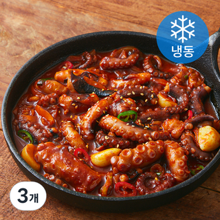 꾸버가 철판떼기 낙지 볶음 (냉동), 3개, 300g