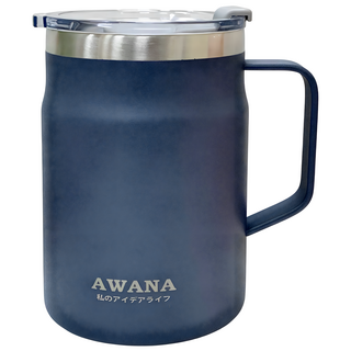 AWANA 304不鏽鋼手把辦公杯 AC-500, 1個, 黯藍色, 500ml