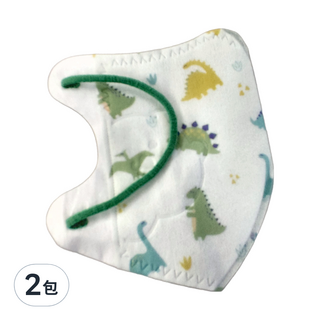 明基健康生活 幸福物語 究極3D兒童醫療口罩, 綠恐龍, 10片, 2包
