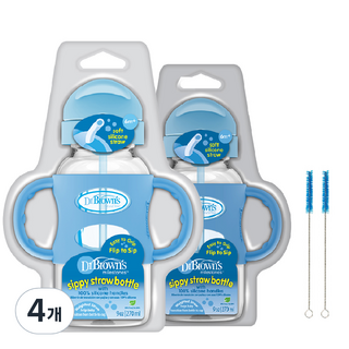 닥터브라운 와이드넥 시피 빨대컵, 270ml, 4개, 블루