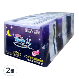 Baby u 寶貝妮 超薄潔翼夜用衛生棉 29cm, 30片, 2包