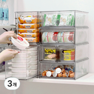 DEMIMOOD 壓克力 Purin 可堆疊式食品儲藏室整理盒, 3個, 透明