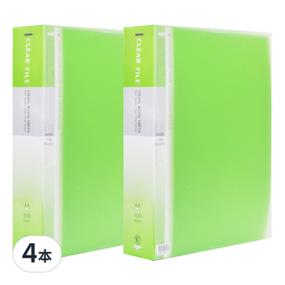 ECO Chungwoon PP材質透明文件夾, 淺綠色, 4本