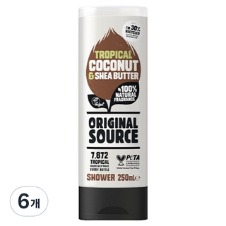 오리지널소스 샤워젤 코코넛 시어버터, 6개, 250ml