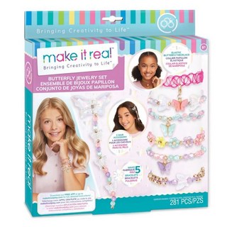 make it real 美麗夢工坊 手鍊組, 蝴蝶琉璃 粉色 + 紫色 + 藍綠色, 1組