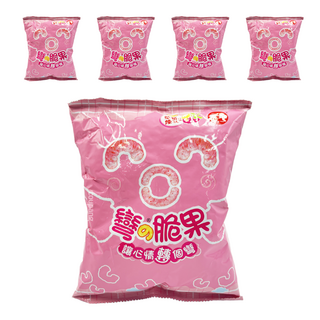 乖乖 玉米脆果 彎的脆果 草莓煉乳, 非油炸, 不含防腐劑, 非基因改造玉米, 40g, 5包