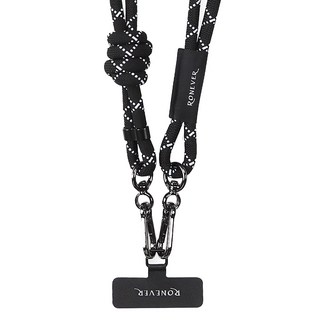 RONEVER 手機編織掛繩 PD038, 黑灰斜點, 1條