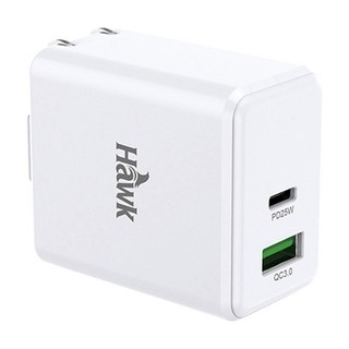 Hawk 浩客 45W高速PD電源供應器 支援PD3.0 QC3.0快充 USB-A Type-C雙介面, 白色, 1個