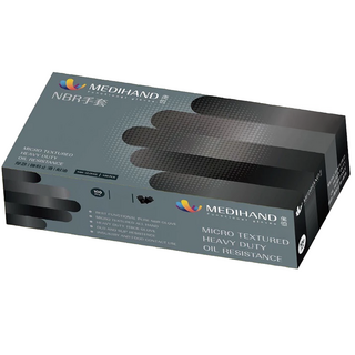 MEDIHAND 美恆 NBR 微粒止滑 厚款手套, 黑色, XL, 1盒