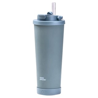 cook power 鍋寶 真空陶瓷手提雙飲杯 860ml 304不鏽鋼內膽 珍珠吸管 美國Tritan吸管, 灰色, 1個