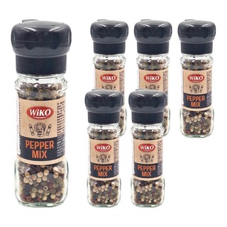 Wiko 綜合胡椒研磨罐 含白胡椒、黑胡椒、綠胡椒、紅胡椒顆粒, 45g, 6瓶