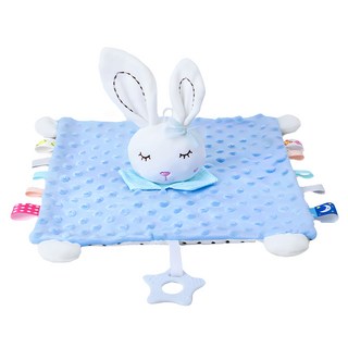 OhBabyLaugh 動物玩偶安撫巾, 藍色兔子, 1個