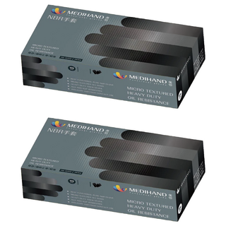 MEDIHAND 美恆 NBR手套 微粒止滑 厚款手套, 黑色, XL, 2盒