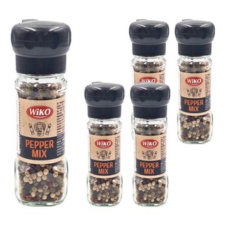 Wiko 綜合胡椒研磨罐 含白胡椒、黑胡椒、綠胡椒、紅胡椒顆粒, 45g, 5瓶