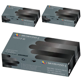 MEDIHAND 美恆 NBR 微粒止滑 厚款手套, 黑色, XL, 3盒