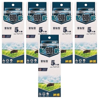 神捕 黏蠅紙7*21公分 窗貼型, 5入