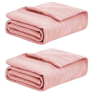 KU.KU Duckbill 酷咕鴨 雲朵皺布六層紗布澡巾, 自然粉, 2條