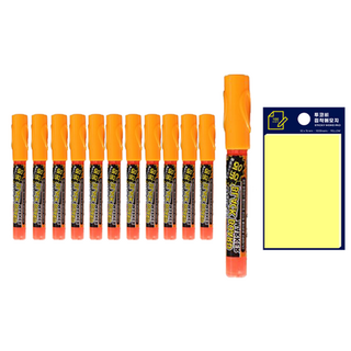 東亞 白板筆 12入 + Tukovi 便利貼套組, 螢光橘(白板筆), 黃色(便利貼), 1套