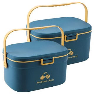 雙層醫藥急救保健收納箱 大款 靛青色, 2個