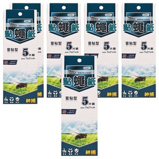 神捕 黏蠅紙 窗貼型 7x21cm 安全無毒, 6入