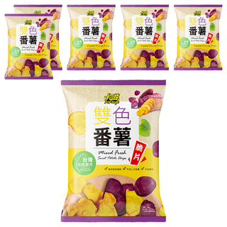 Pop-Smile 卡滋 雙色番薯脆片 台灣在地農作 無添加防腐劑、不含人工色素、不含香料, 90g, 6包