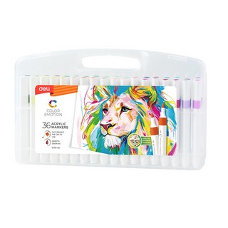 deLi 得力 多用途高級筆尖防水壓克力麥克筆, 36色, 1個