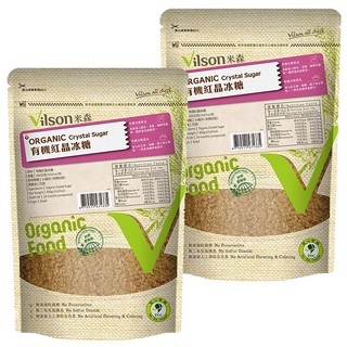Vilson 米森有機 有機紅晶紅冰糖, 有機級, 無添加防腐劑、人工香料及色素, 有機栽培甘蔗, 天然香醇原味, 無二氧化硫漂白, 450g, 2包