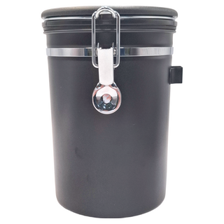 單向排氣閥咖啡密封罐 1800ml 黑色 (附鋼勺), 1個
