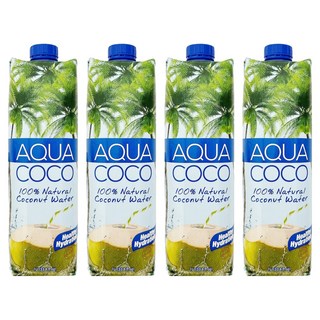 AQUA COCO 100%椰子水, 1L, 4瓶