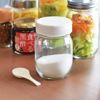 SEISHO 星硝 2WAY雙開口玻璃調味料罐 附匙, 320ml, 1個