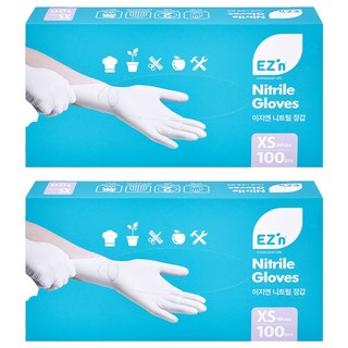EZ'n 合成橡膠手套 白色 100入, 迷你 XS, 2盒