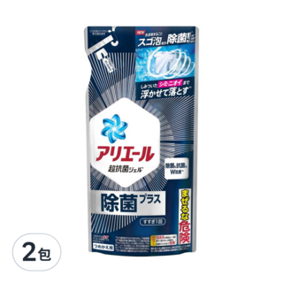 ARIEL 日本原裝進口 濃縮洗衣精 強力除菌淨白PLUS 補充包 藍色, 430g, 2包