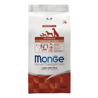 MonGe 瑪恩吉 1歲以下幼犬 天然呵護 乾飼料, 羊肉 + 米, 2.5kg, 1袋