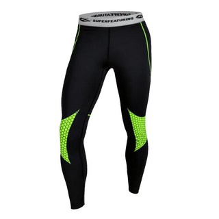SUPERFEATURING 專業跑步三鐵Hicolor運動壓縮緊身褲 M, 亮綠色