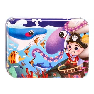 娃娃國 主題造型拼圖鐵盒 TB-0326, 海盜探險, 1套, 50片