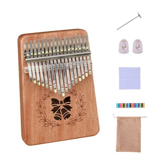 17音階原木卡林巴琴 鈴鐺雕刻 淺棕色, 1個