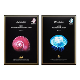 JMsolution 肌司研 粉色蝸牛亮白面膜+水母緊緻保濕面膜 Set 10片, 溫和植物萃取 鎮靜舒緩肌膚, 1組