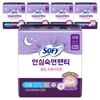 쏘피 안심숙면팬티 입는 생리대, 대형, 5개입, 5개