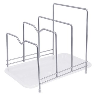AHOYE 三格帶集水盤鍋蓋砧板架, 1個, 銀色