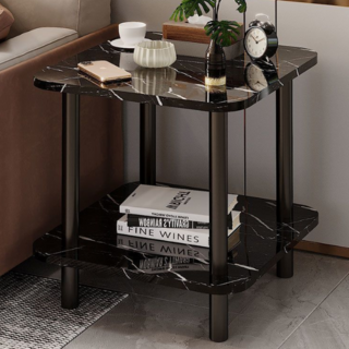 오브민 2단 협탁 사각 사이드테이블, 블랙마블