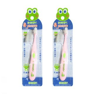 DOOBY 大眼蛙 嬰兒止滑牙刷 1-3歲適用, 顏色隨機, 1支, 2組